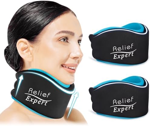 Soft Neck Brace with Hot and Cold Gel Pack – Adjustable Cervical Collar for Men & Women, Breathable Neck Support with Reusable Gel Ice Pack for Comfort at Home, Office & Travel, 2-Piece Set