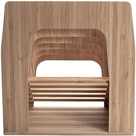 MobileVision Bamboo Desktop Inclined File Folder Organizer and Paper Tray, Upright Sections, Step Sorter, 5 Slots