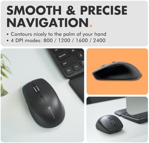 X9 Wireless Keyboard and Mouse Combo - Wave Ergonomic Keyboard and Mouse with Bluetooth & 2.4 G Receiver, Full-Size, Backlit, Multi-Device, with Wrist Rest, for Phone, Computer, Laptop, Windows, Mac