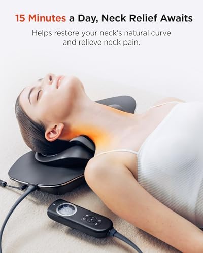 MYTREX Medi Neck Multi-Functional Cervical Traction Device, Electric Stretcher with Dynamic Stretching, 3 Modes Electrotherapy & Hyperthermia to Relieve Cervical Pain, Easy to Use