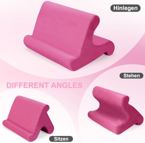 Universal Multi-Angle Tablet Stand Holder-Soft Pad Stand with black phone holder for Lap,Knee,Sofa and Bed,Compatible with iPad Pro 9.7,10.5,12.9 Air Mini 4 3,Kindle,Galaxy Tab,E-Reader (Pink)