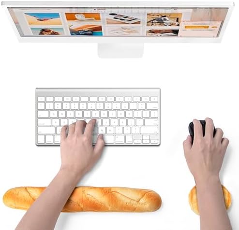 Soft Toast Bread Baguette Shape Anti-Skid Keyboard Wrist Rest Support & Mouse Wrist Support for Office,Computer,Laptop& Mac (Another Style)