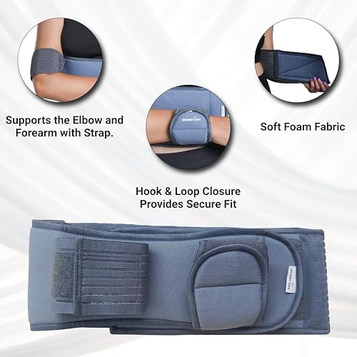 Wonder Care Grey shoulder immobilizer – arm immobilizer | breathable brace elbow | immobilizer shoulder for broken fractured arms, Size-7(58"-62")