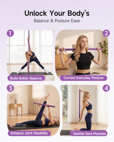 Yoga Stick, 60" Adjustable Stretching Stick for Mobility & Balance