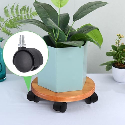 1 Inch Stem Swivel Casters Set of 4, M8 Threaded Stem Swivel Caster Wheels, 360° Rotation Heavy Duty Replacement Castors for Furniture Table Drawer Cabinet Plant Shelf Chair Wheels (Black)