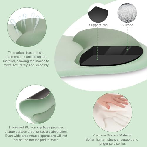 MOSISO Wrist Rest for Mouse Pad Set, Large Gaming Deskpad, Green