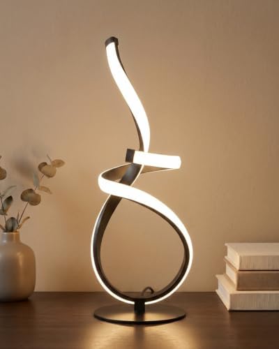 LED Dimmable Cool Table Lamp, 3D Spiral Touch Control Desk Light