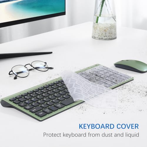 Wireless Keyboard and Mouse Ultra Slim Combo with Dual System - Green Black