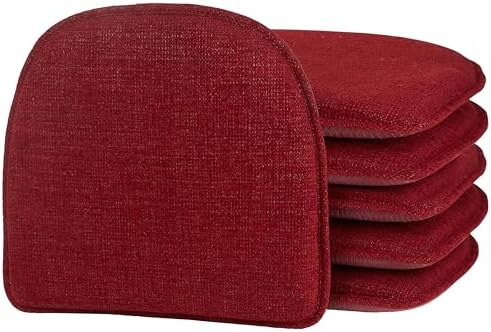Klear Vu Raindrop The Gripper Non Slip Chair Cushions, Soft & Comfortable Seat Pad, Sitting Pillow for Kitchen, Dining or Office, 6 Count (Pack of 1), 03 Red