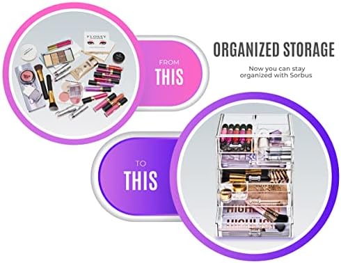 Sorbus 6-Drawer Makeup Organizer with Small & Wide Drawers (Clear)