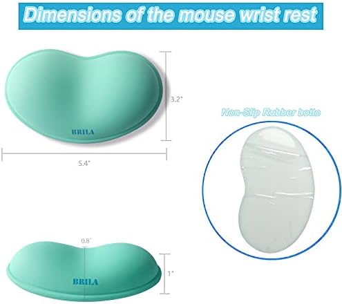 BRILA Ergonomic Silicone Mouse Wrist Rest, Cooling Silica Gel PU Leather Mouse Wrist Support Pad for Office Work and Laptop Computer Gaming (Aquamarine Leather)