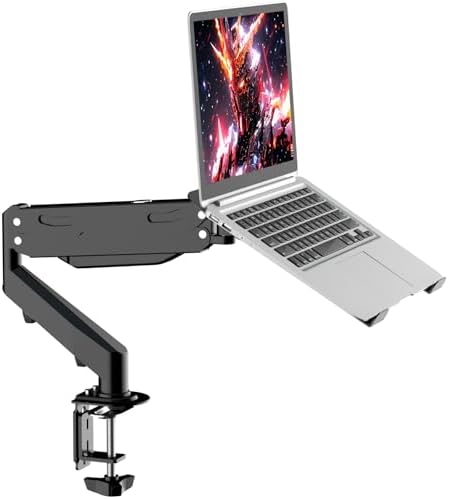 Pholiten 2 in 1 Laptop Desk Mount with Gas Spring Arm