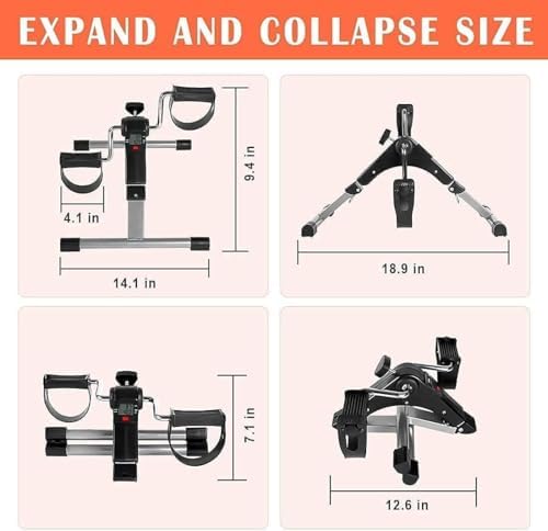 TABEKE Under Desk Bike Pedal Exerciser, Fully Assembled Folding Pedal Exerciser for Arm and Leg Workout, Portable Sitting Desk Cycle with LCD Screen Displays 26526