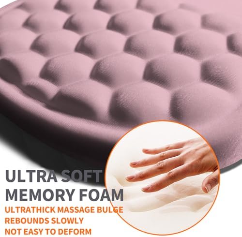 Ergonomic Joint Wrist Support Mouse Pad with Memory Foam Cushion Massage Bump, Carpal Tunnel Pain Relief Mousepad Slope Design for Wrist Rest, 11.8x7.9 in, Thistle