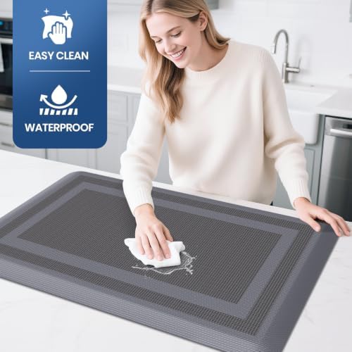 2PCS Kitchen Rugs Cushioned Anti-Fatigue Kitchen Mats Comfort Standing Mat