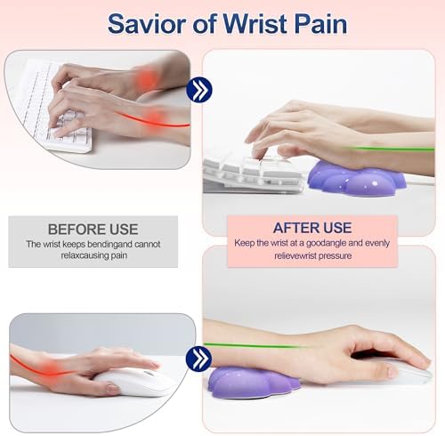 Silky Cloud Wrist Rest Set for Keyboard & Mouse, 16.9", Purple Star