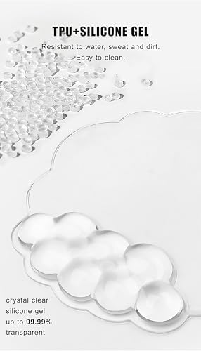 Mouse Pad with Wrist Rest, Soft Cloud Gel Keyboard Mouse Pad Set with Hand Wrist Support, Cute Non Slip Office Desk Accessories for Comfort/Pain Relief/Computer/Laptop (2Pc Clear Cloud)
