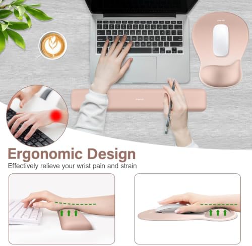 MOSISO Wrist Rest Support for Mouse Pad & Keyboard Set, Nude