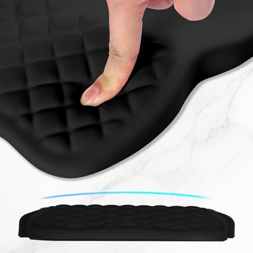 ITNRSIIET Ergonomic Mouse Pad Wrist Support with Memory Foam Massage Bulge & Non-Slip PU Base, Carpal Tunnel Pain Relief, Prevent Wrist Sweating, 12 x 8 x 1.2 inch, Black