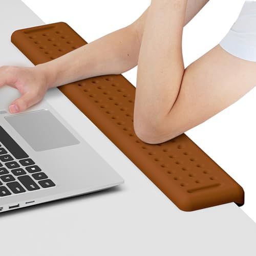 Leolee L-Shaped Desk Long Wrist Rest Elbow 60CM, Brown Arm Rest for Desk