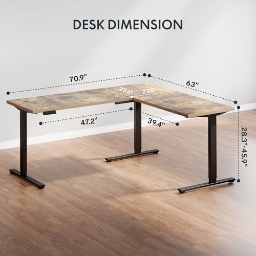 SANODESK 71" Reversible L-Shaped Electric Standing Corner Computer Desk