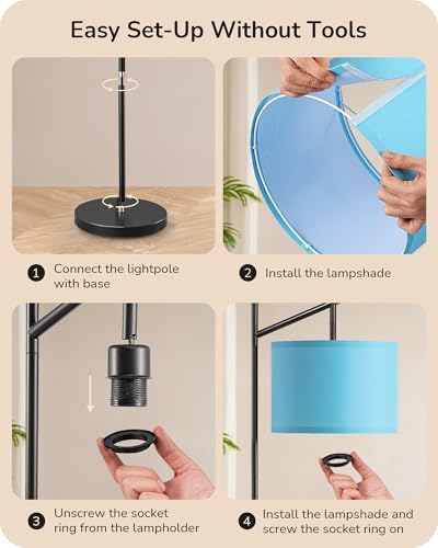 EDISHINE Blue Floor Lamps for Living Room, 64.7" Modern Standing Lamp