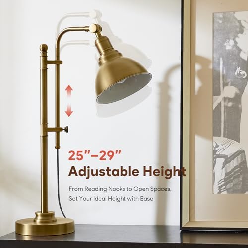 VONLUCE Rustic Desk Lamp, Adjustable Industrial Table Lamp for Home Office