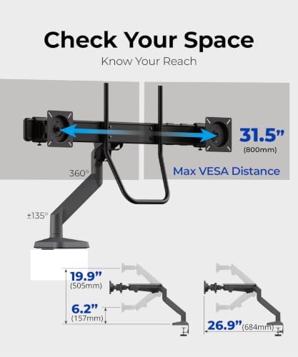 Modernsolid Dual Monitor Arm Desk Mount for Two 17-32 Inch Screens