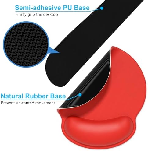 Dapesuom Keyboard Wrist Rest and Mouse Pad with Wrist Support, Cute Memory Foam Cushion for Keyboard and Mouse Set, Ergonomic Desktop Pad Rests with Non Slip Base for Easy Typing & Pain Relief, Red