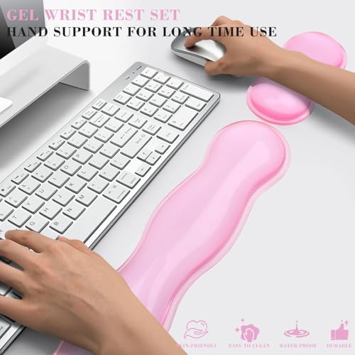 Gel Wrist Rest for Keyboard and Mouse, Wrist Rest for Keyboard, Mouse Wrist Support, Pain Relief, Cool Touch, Non-Skid, Wrist pad Set