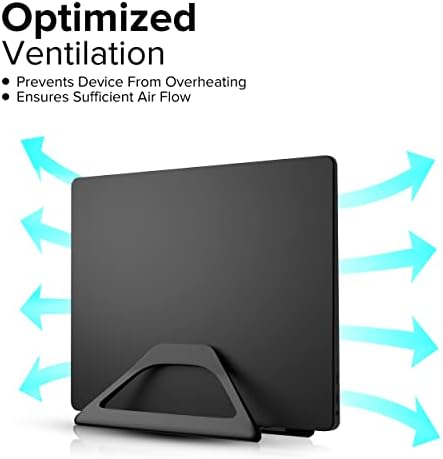 Elestoria Aluminum Vertical Laptop Stand with Gravity Auto-Lock – Adjustable Laptop Holder Vertical fits MacBook Pro/Air, Chromebook & Gaming Laptops up to 17.3" – Space-Saving Desktop Dock - Black
