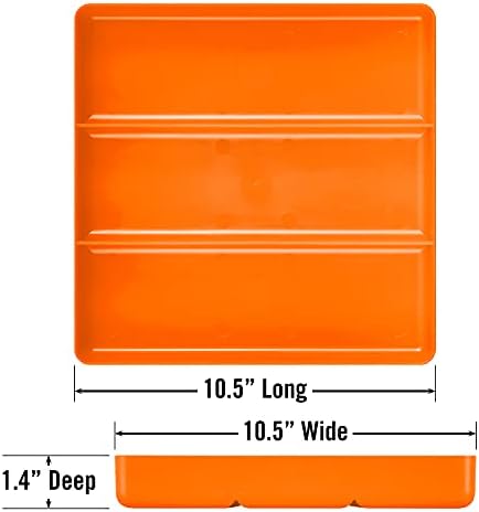 Ernst Manufacturing Toolbox Tray: Stackable Tray in Orange with 3 Compartments - Ideal for Trades, Mechanics, Electricians, Plumbers, Household Use, Hobbies, and More - Heavy Duty - Made in the USA