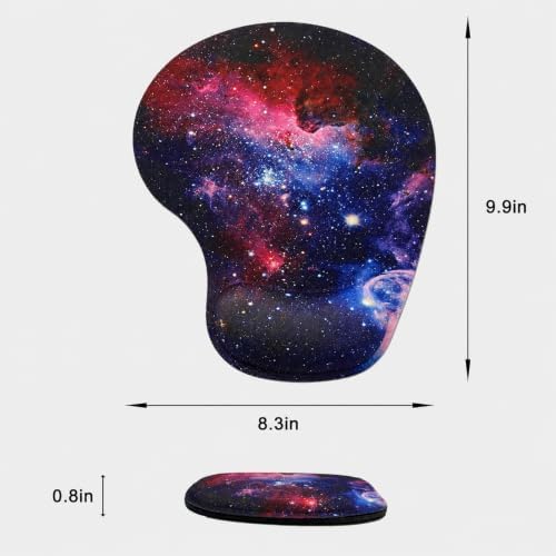 Mouse Pad with Wrist Support, Ergonomic Mouse Pads with Memory Foam Wrist Rest, Easy Typing Pain Relief, Comfortable Home Office Computer Wrist Support Pads for Working Studying Gaming, Starry Sky