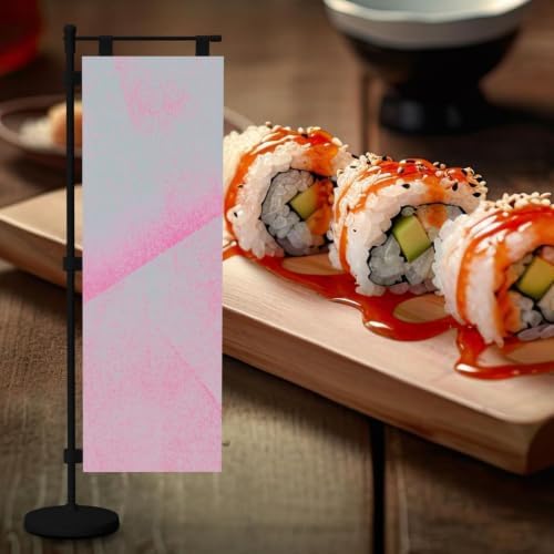 Trendy Modern Foam Roller Pink Deluxe Desk Flag Set, 12 x 4 Inch Miniature Table Flag with 14" Pole & Stand Base