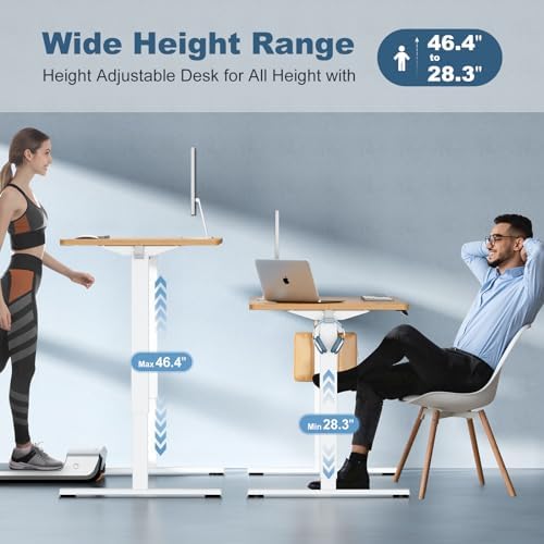 DUMOS 55 Inch Electric Standing Desk, Memory Adjustable Home Office Desk