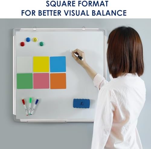 Whiteboard Set, 24x24 in White Board Dry Erase for Wall with Magnetic Notes