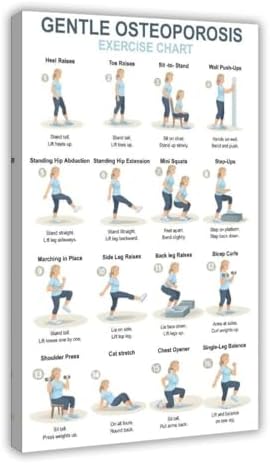 Osteoporosis Exercise Chart for Seniors Gentle Low Impact Seated Standing Workout Bone Health Routine Canvas Poster Wall Art for Living Room Bedroom Decor Frame 24x36inch