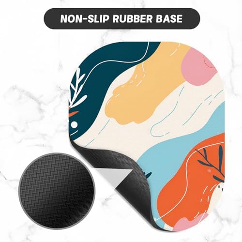 Small Mouse Pad, 6 x 7 Inch, Oval Mini Mouse Pad with Non-Slip Rubber Base for Laptop Wireless Mouse Keyboard Tray Mousepad, Abstract Figure
