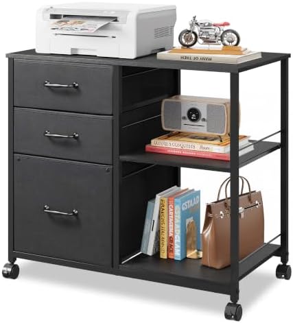 DEVAISE 3 Drawer Mobile File Cabinet, Fabric Lateral Filing Cabinet