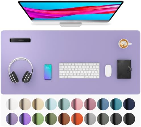Aothia Faux Leather Desk Mat (Light Purple, 36" x 17")