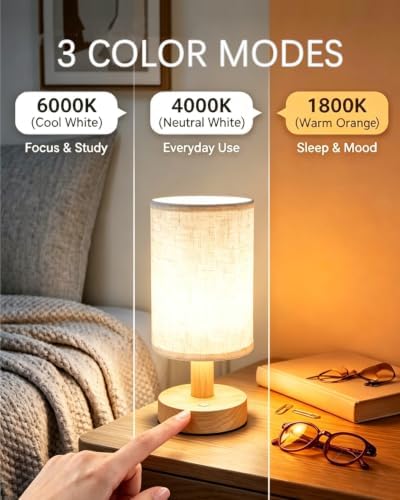 CHLORANTHUS Mini Rechargeable Cordless Table Lamp – 4000mAh Battery Bedside Lamp, Touch Control Dimmable LED Light with 3 Color Modes, Portable Night Light for Decor for Bedroom & Living Room