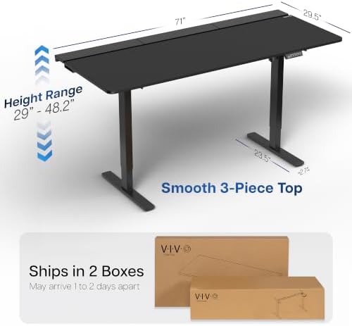 VIVO Black 71 x 30 in Standing Desk, DESK-KIT-1B6-P3B-71