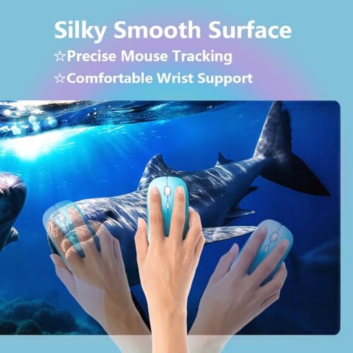 Happy Dolphins Underwater Encounter Large Mouse Pad, Navy Blue Desk Mat