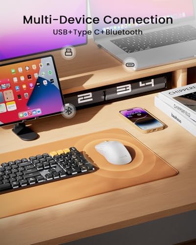 ProtoArc EM15 USB C Mouse, Tri-Mode Bluetooth Mice for Laptop, White