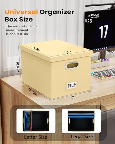 Oterri Storage File Box(New) (Cream-yellow(Leather), 1 pack), AM03118