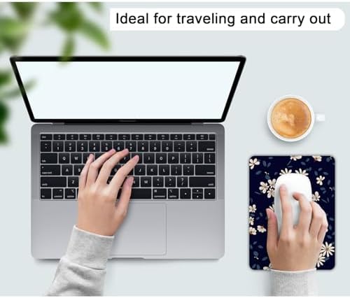 Small Mouse Pad, Mini Mouse Pad 6 X 8 Inch with Non-Slip Rubber Base for Keyboard Tray Laptops Wireless Mouse Home Office Travel, Washable & Portable (Daisy)