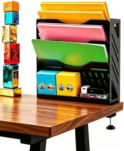 CanKing Metal File Organizer 4-Tier Clamp Desk and Wall Mount