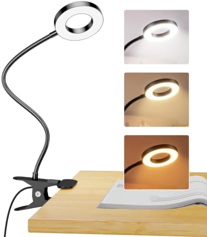 Clip‑On Book Light 5W Desk Lamp, USB Powered Reading Light for Bed