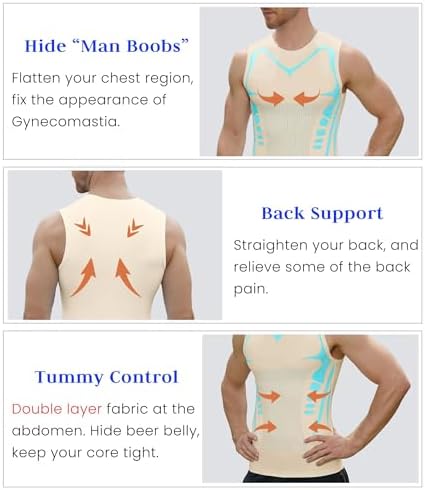 Compression Shirt Men Slimming Body Shaper Vest Crewneck Workout Tank Top