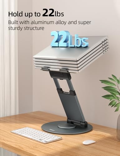 Nulaxy 18" Height Telescopic 360 Rotating Aluminum Laptop Stand Desk, Gray